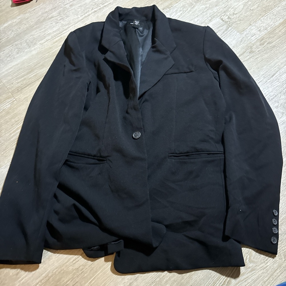 Forever 21 Black Blazer Classic Notched Lapel Suit Jacket